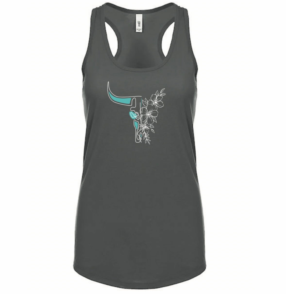 Camisole Noir Fleurs Turquoise